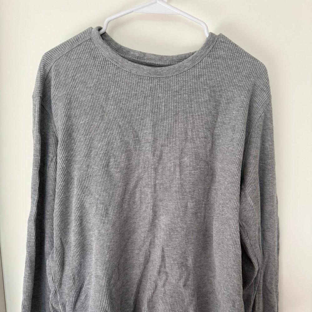 GAP Waffle Knit Long Sleeve Tee | Size Large | Heather Gray Thermal Style
